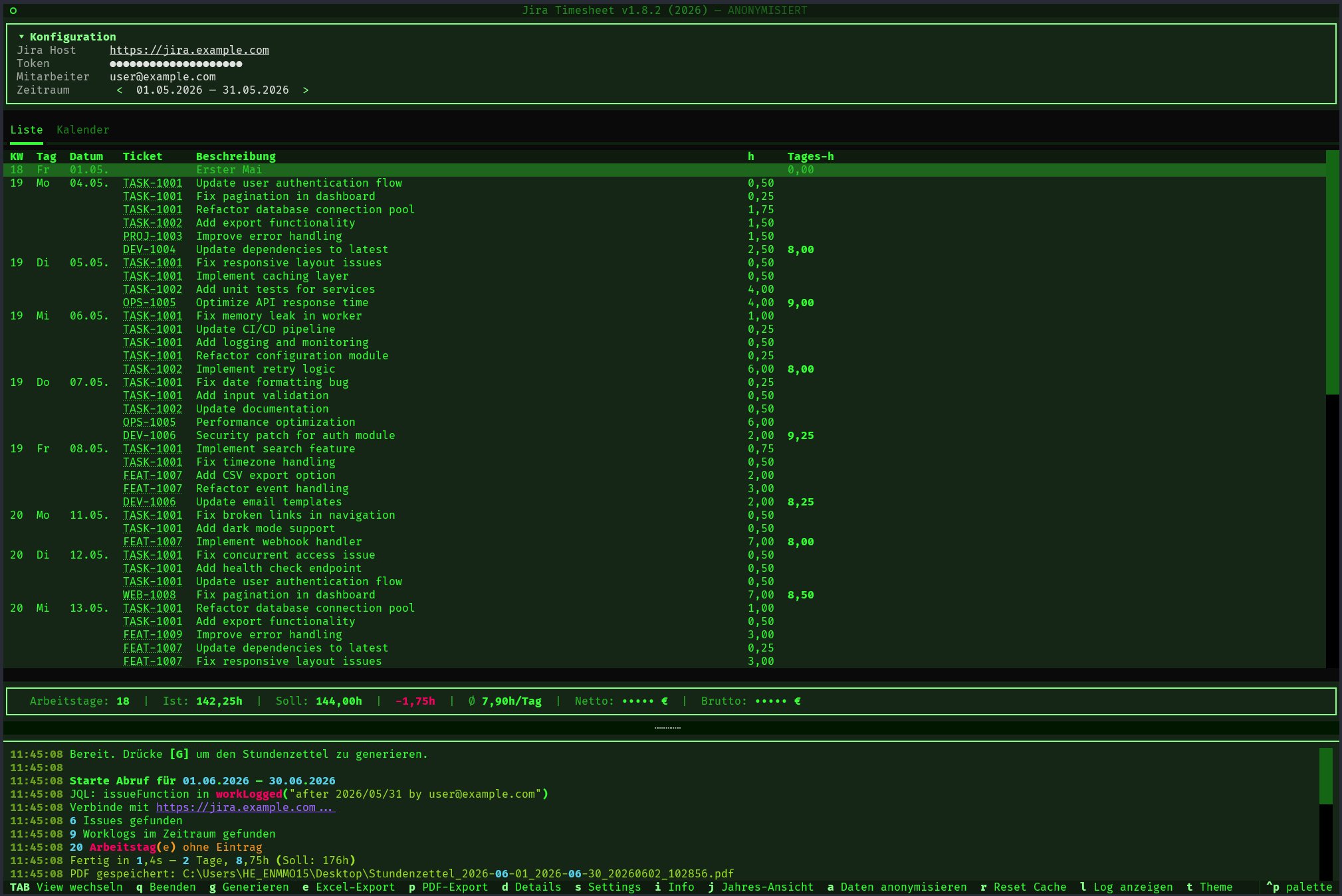 Listenansicht (Classic Terminal)