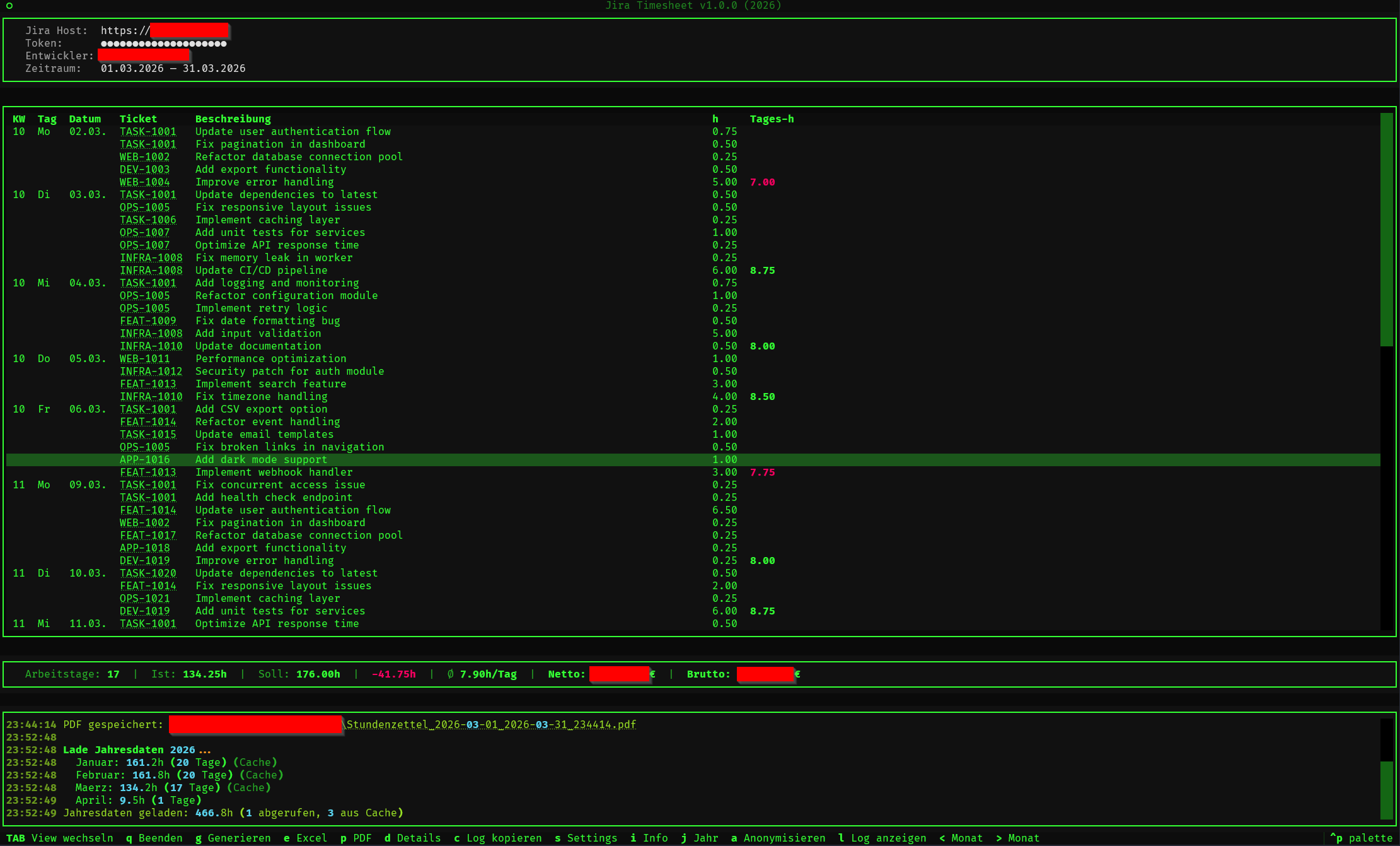 Listenansicht im Classic Terminal Theme