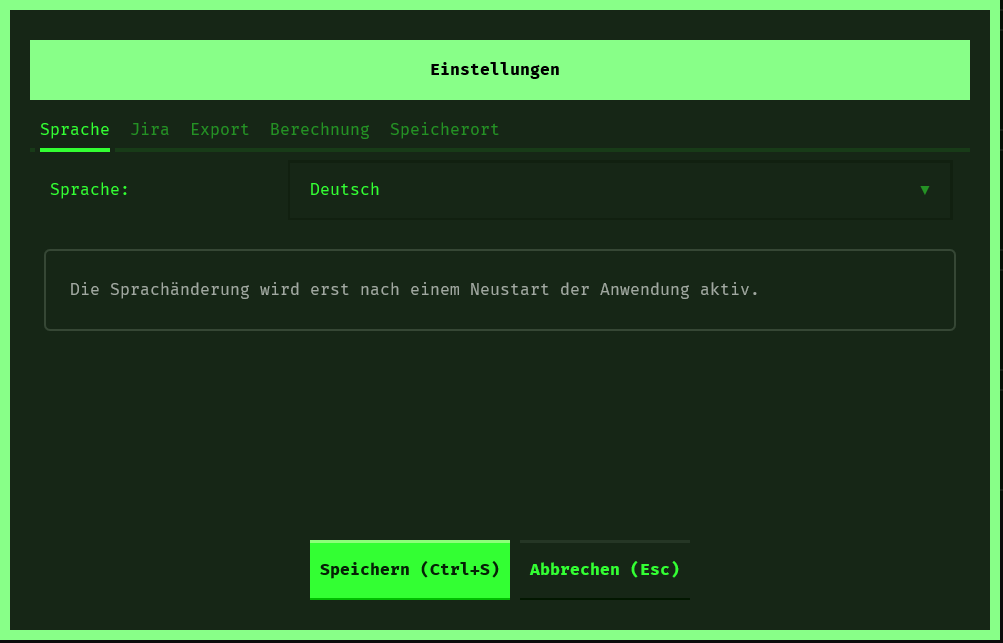 Einstellungen Sprache (Classic Terminal)