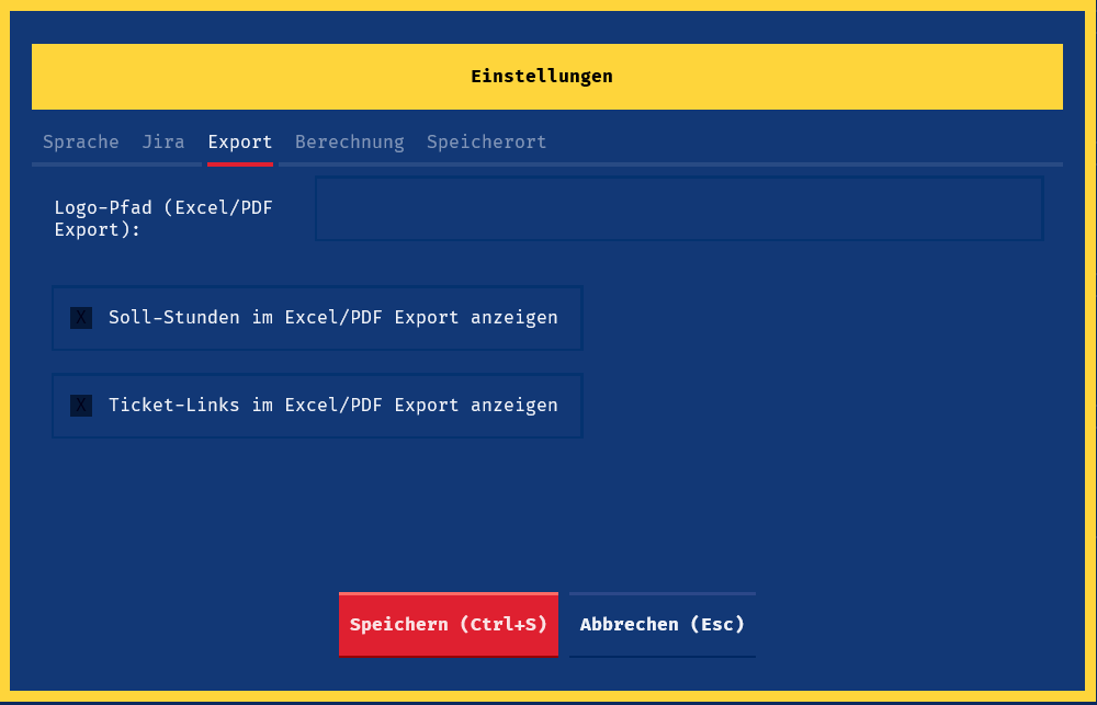 Einstellungen Export (Metropolis)