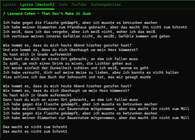 German lyrics translation